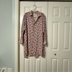 Frank & Eileen Multicolor Floral Linen Hunter Shirt Dress / Size Large